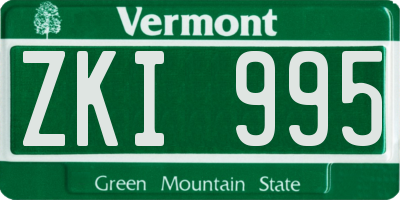 VT license plate ZKI995