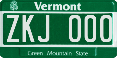 VT license plate ZKJ000