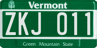 VT license plate ZKJ011