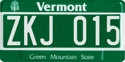 VT license plate ZKJ015