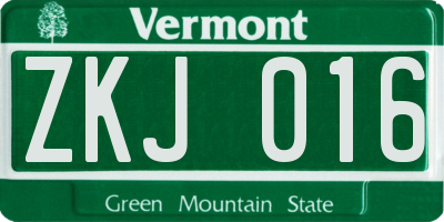 VT license plate ZKJ016