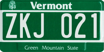 VT license plate ZKJ021
