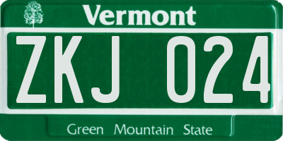 VT license plate ZKJ024