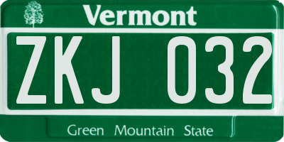 VT license plate ZKJ032