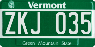 VT license plate ZKJ035