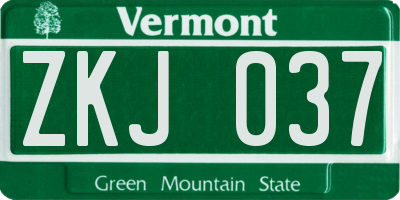 VT license plate ZKJ037