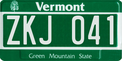 VT license plate ZKJ041