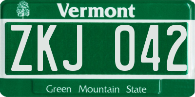 VT license plate ZKJ042
