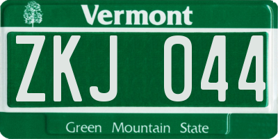 VT license plate ZKJ044