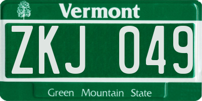 VT license plate ZKJ049