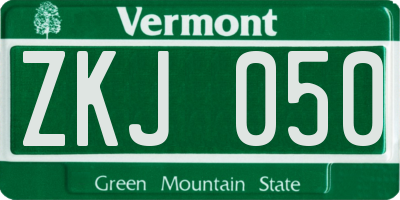 VT license plate ZKJ050