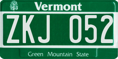 VT license plate ZKJ052