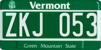 VT license plate ZKJ053