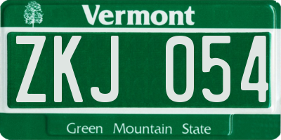 VT license plate ZKJ054