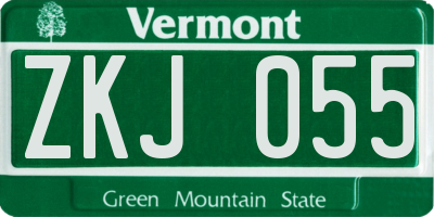 VT license plate ZKJ055