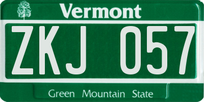 VT license plate ZKJ057