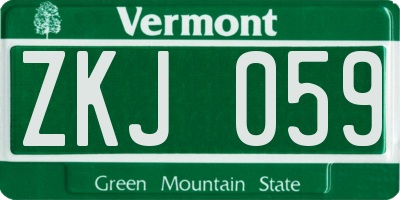 VT license plate ZKJ059