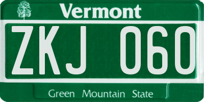 VT license plate ZKJ060