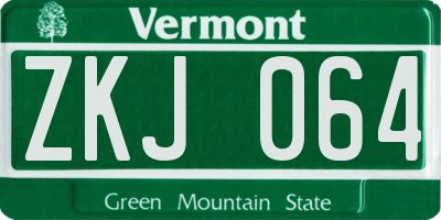 VT license plate ZKJ064