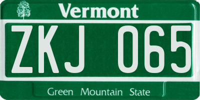 VT license plate ZKJ065