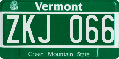 VT license plate ZKJ066