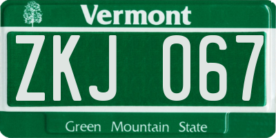 VT license plate ZKJ067