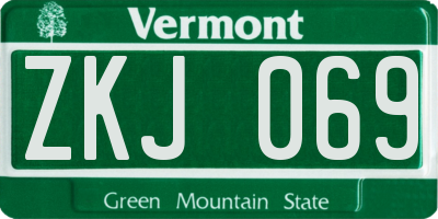 VT license plate ZKJ069