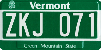 VT license plate ZKJ071