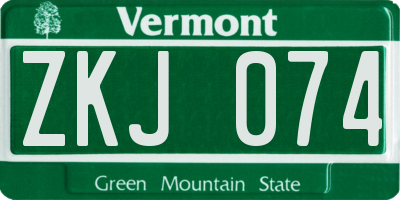 VT license plate ZKJ074