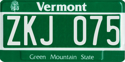 VT license plate ZKJ075