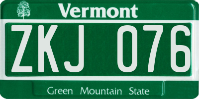 VT license plate ZKJ076