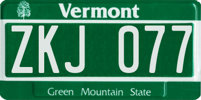VT license plate ZKJ077