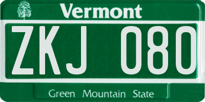 VT license plate ZKJ080