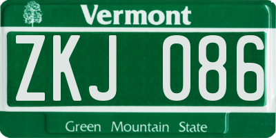 VT license plate ZKJ086