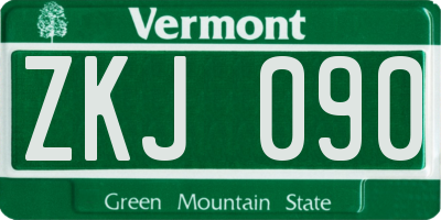 VT license plate ZKJ090