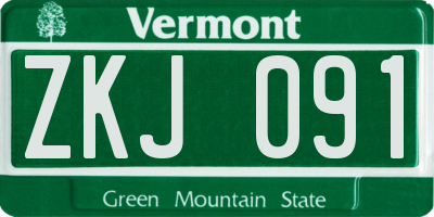 VT license plate ZKJ091