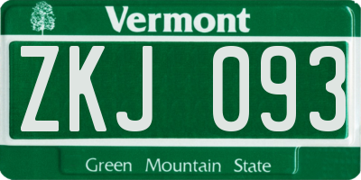 VT license plate ZKJ093