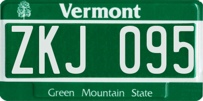 VT license plate ZKJ095
