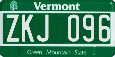 VT license plate ZKJ096