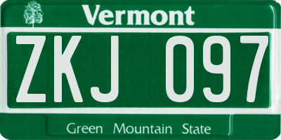 VT license plate ZKJ097
