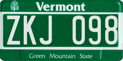 VT license plate ZKJ098