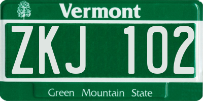 VT license plate ZKJ102