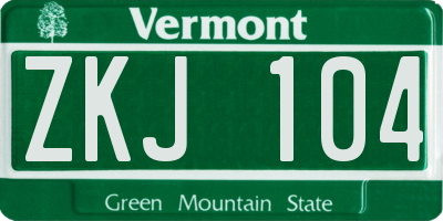 VT license plate ZKJ104