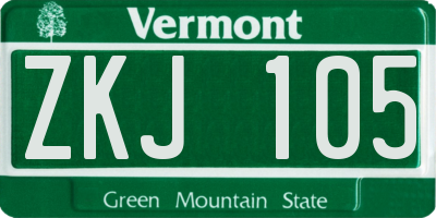VT license plate ZKJ105