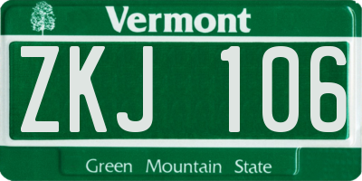 VT license plate ZKJ106