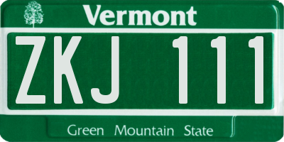 VT license plate ZKJ111