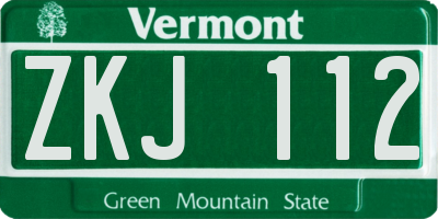 VT license plate ZKJ112