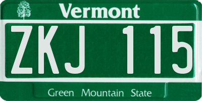 VT license plate ZKJ115