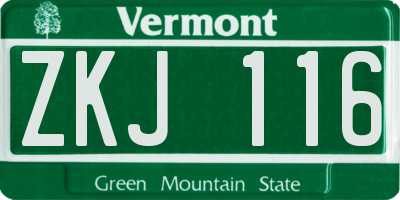 VT license plate ZKJ116