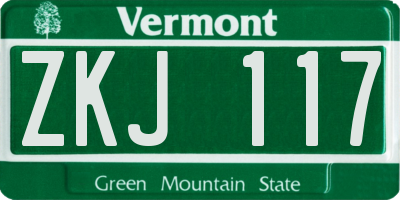 VT license plate ZKJ117